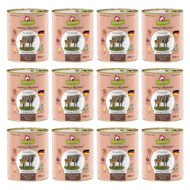 GranataPet Venison Ragout & Beef - grain-free wet food for dogs, venison and beef.
