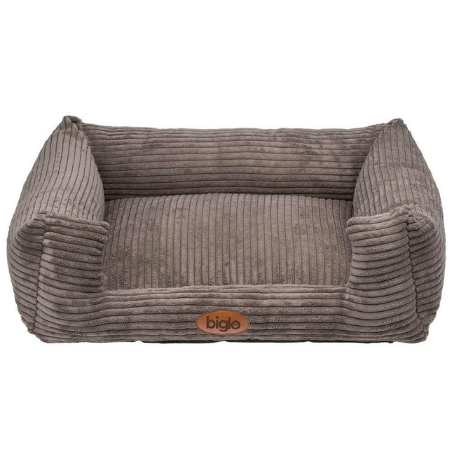 Biglo Odi Mocca - corduroy bed for dogs and cats, gray-brown.