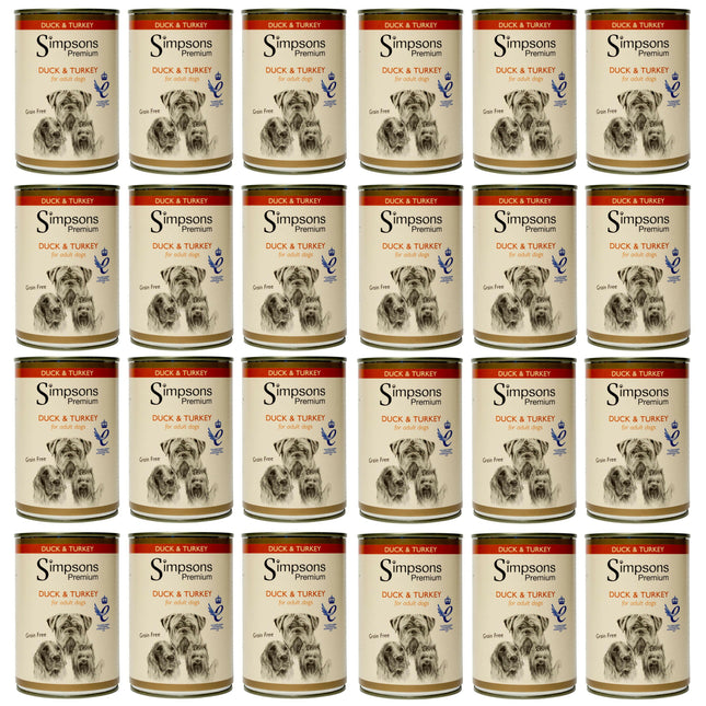 Simpsons Premium Duck & Turkey Casserole - wet dog food, duck, turkey, and vegetables, grain-free - 24x.