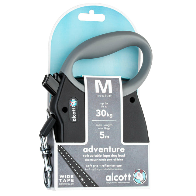 Alcott Adventure Retractable Leash Black - reflective automatic leash for dogs, black.