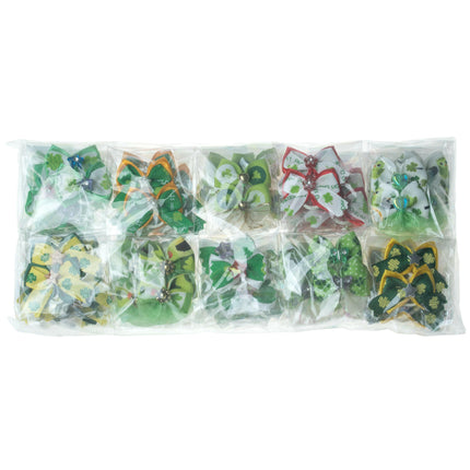 Groom Professional St. Patrick Bows 100 pcs - lovely bows for dogs, clover leaf set.