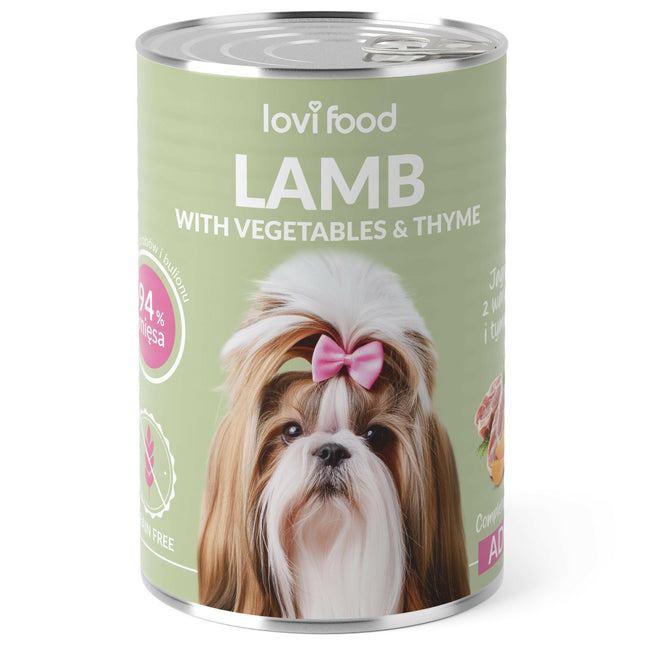 Lovi Food Lamb with Vegetables - wet food for dogs, with lamb, vegetables, and thyme - 24x.