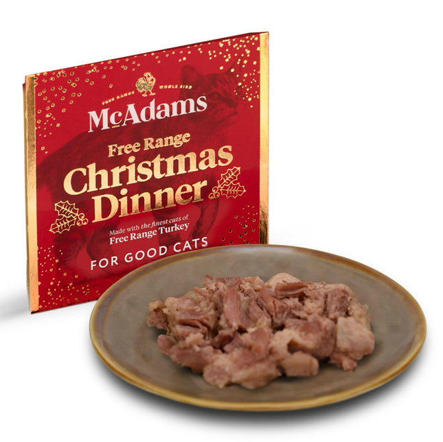 McAdams Free Range Christmas Dinner Cat - wet food for cats with free-range turkey, holiday edition.
