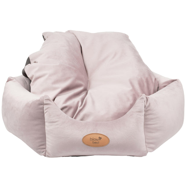Biglo Velur Love - elegant velvet pet bed for dogs and cats, hexagon dirty pink.