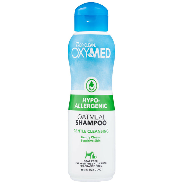 Tropiclean Oxymed Hypoallergenic Oatmeal Shampoo - hypoallergenic oatmeal shampoo for dogs and cats.