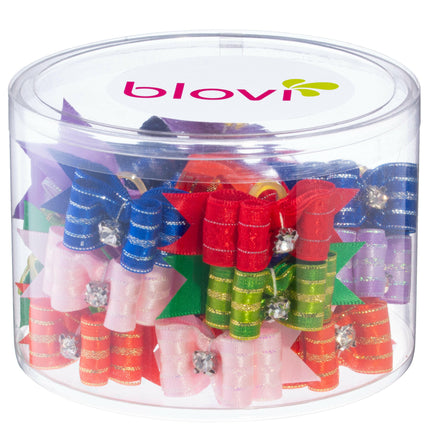Blovi Bows Exclusive 25 pcs - exceptionally elegant bows for dogs with glitter thread and a rhinestone, on an elastic band.