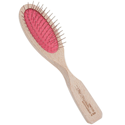 Chris Christensen Brezzy Oval Small Brushes - high-quality, small wooden brush with metal pins - hard, pink.