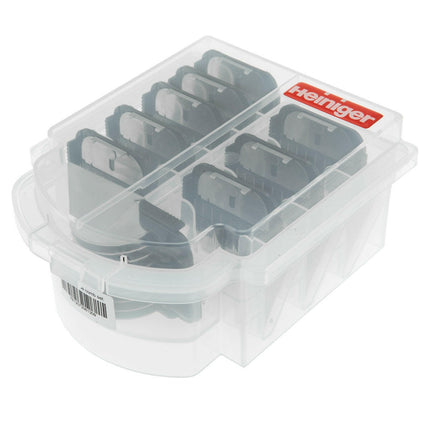 Heiniger Snap-On Metal Comb Set - professional metal attachment set in a case.