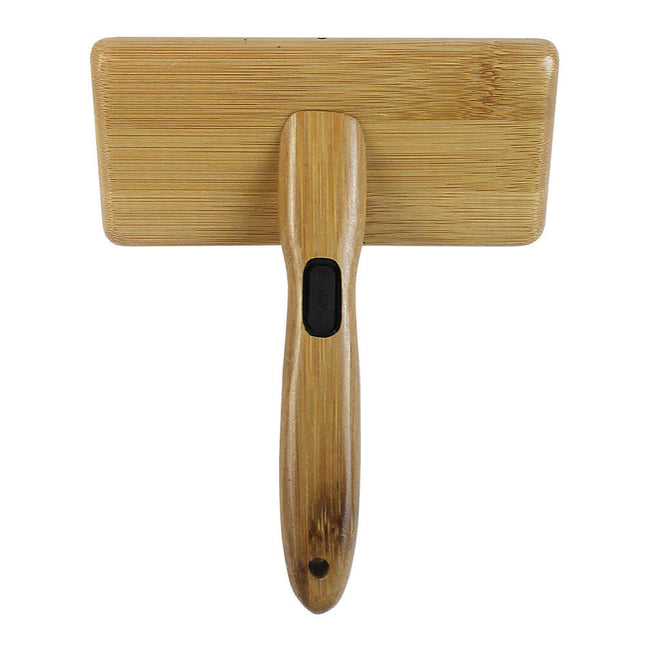 Bamboo Groom Soft Slicker Brush - bamboo slicker brush with safe pins, for large breed dogs and cats.