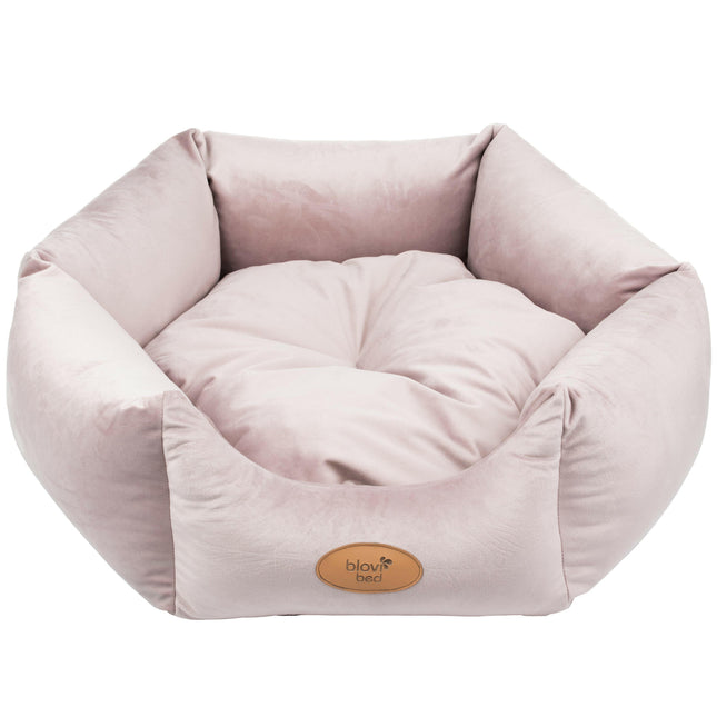 Biglo Velur Love - elegant velvet pet bed for dogs and cats, hexagon dirty pink.
