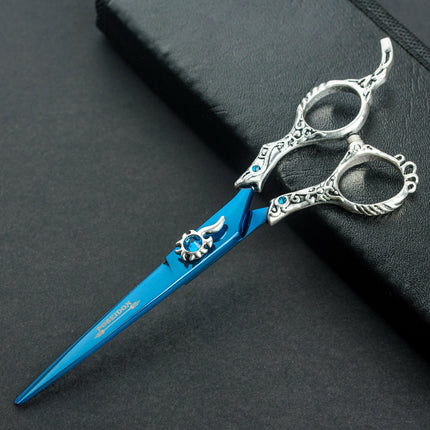 Excalibur Shears Blue Poseidon - high-quality straight scissors, elegantly decorated.