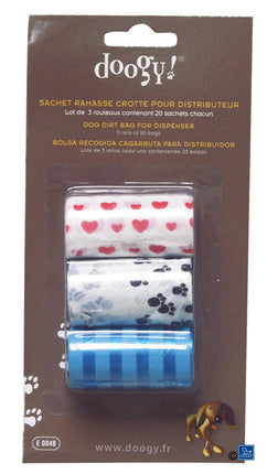 Chadog set of rolls (20 pieces) of colorful dog waste bags.