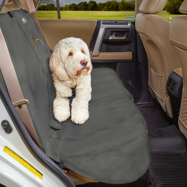 Kurgo Wander Bench Seat Cover Charcoal - waterproof car seat cover for dogs, for the back seat, graphite.