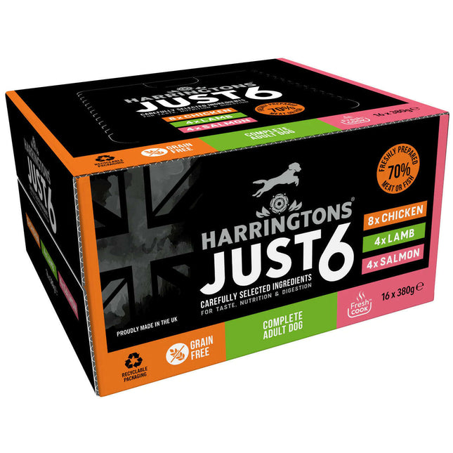 Harringtons Just 6 Mixed Pack - grain-free wet dog food, 4 flavor set - PROMOTION due to best before date of 30.04.202.