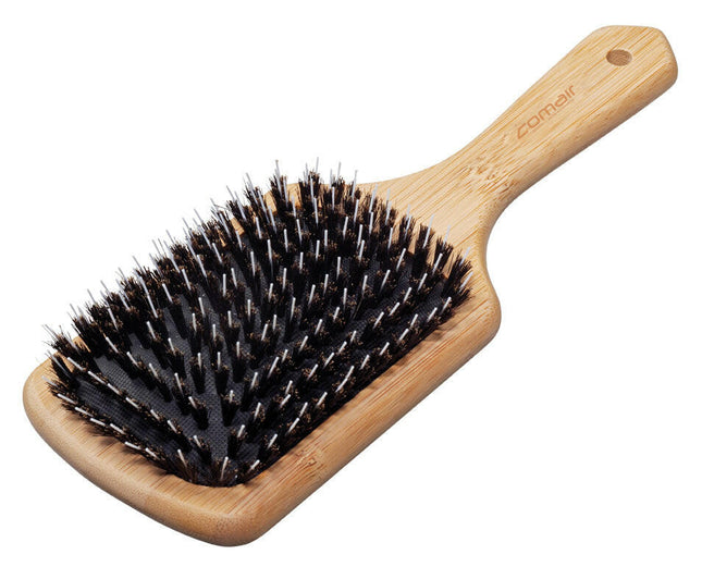 Comair Bamboo Line Paddle - large bamboo brush with boar bristles, featuring a detangler.