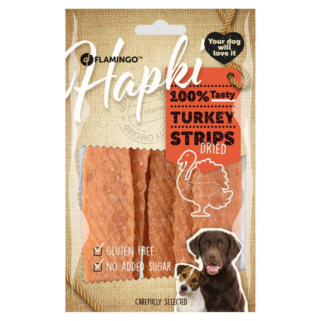 Flamingo Hapki Turkey Stripes - dog treats, dried turkey strips.