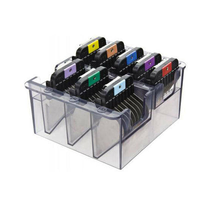 Wahl stainless steel snap-on blade attachment set.