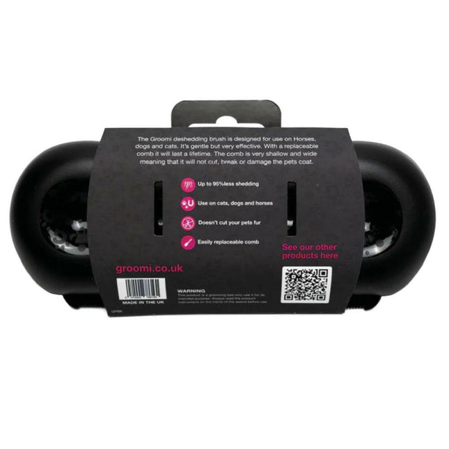 Groomi Deshedding Black Brush - grooming brush, undercoat remover, black.