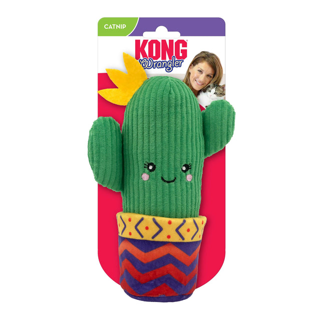 KONG Wrangler Cactus - plush toy for cats, cactus with a crinkly pot, infused with catnip.