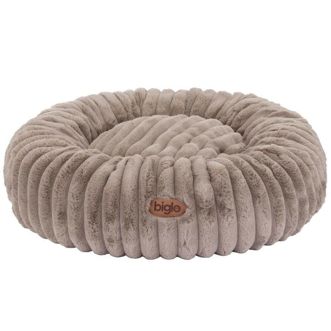 Biglo Cobe Donut Mocha - soft, fluffy, and stress-relieving dog bed, coffee color.