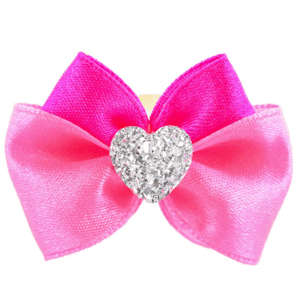 Blovi Bow Glamour Satin Bow with Silver Heart.