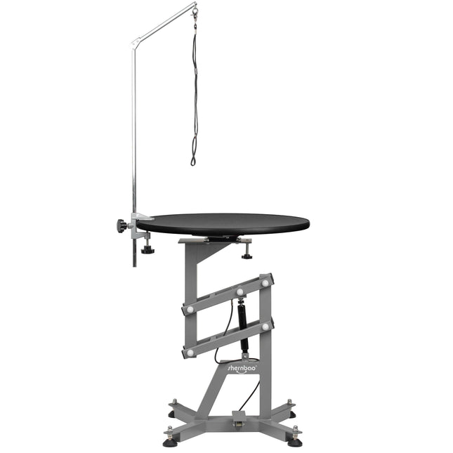 Shernbao Air Lift Grooming Table - grooming table with a rotating top and pneumatic lift, black.