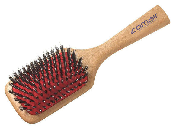 Comair Wooden Paddle Brush - small brush for normal and thicker hair, with natural bristles and nylon..