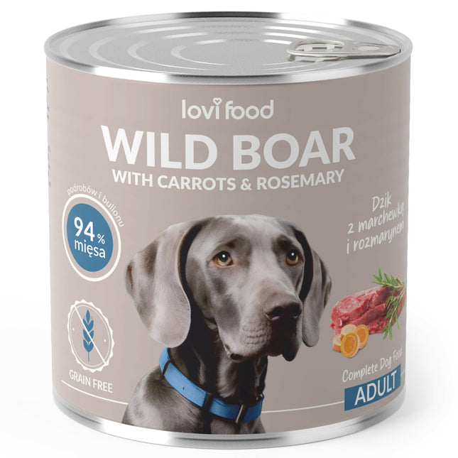 Lovi Food Wild Boar with Carrots - wet dog food with wild boar, carrots, and rosemary.