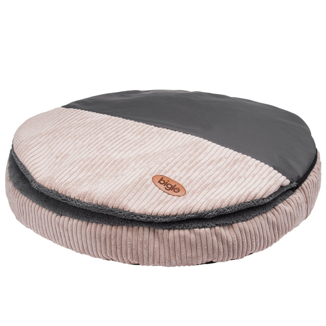 Biglo Cleo Pink - corduroy dog bed with cover, pink - gray.