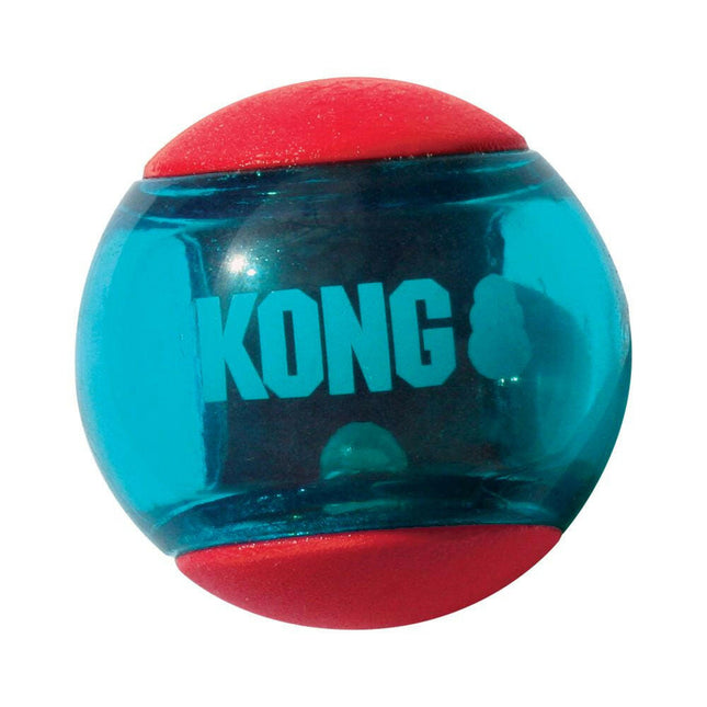 KONG Squeezz Action Ball Red - squeaky ball for dogs with a varied surface, red and blue - (3 pcs.).