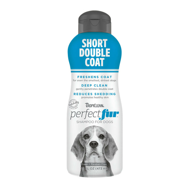 Tropiclean Perfect Fur Short Double Coat Shampoo - shampoo for dogs with short double coats.