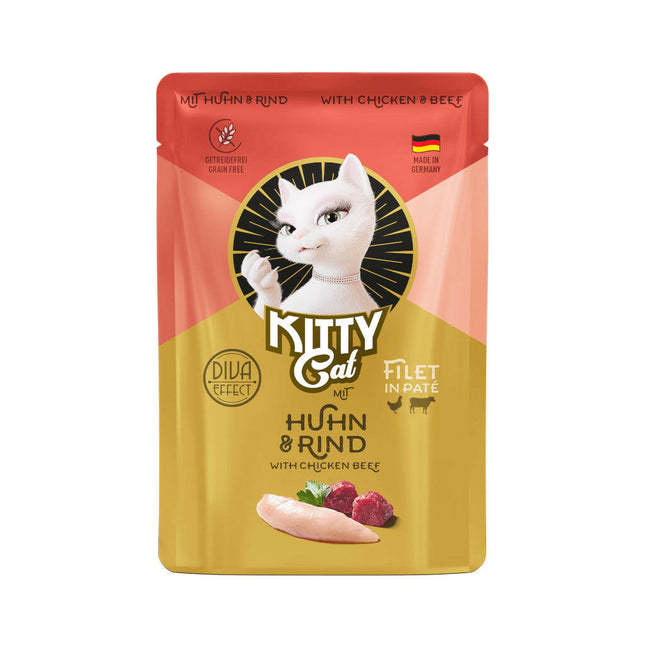 Kitty Cat Filet in Pâté Chicken & Beef - pouch for cats, with chicken and beef, filet in pâté.