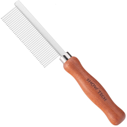 Show Tech Metal Comb with Wooden Handle, Spacing.