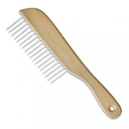 Ideal Dog flat wooden comb with wider spaced teeth.