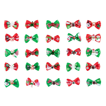 Blovi Christmas Bows Mix 25 pcs - festive bows for dogs, on elastic, mix of designs.