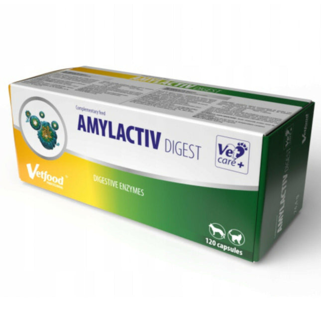 Vetfood Amylactiv Digest - supplement supporting digestive function for dogs and cats - 120 tablets.