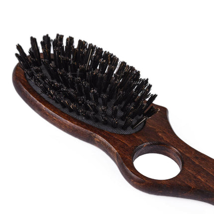 Blovi Wood Brush - small wooden brush with natural bristles and a finger hole, for breeds with short and/or fine hair.