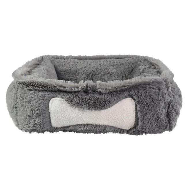 Biglo Fluffy Bone Gray - soft, fluffy, and relaxing dog bed, gray.