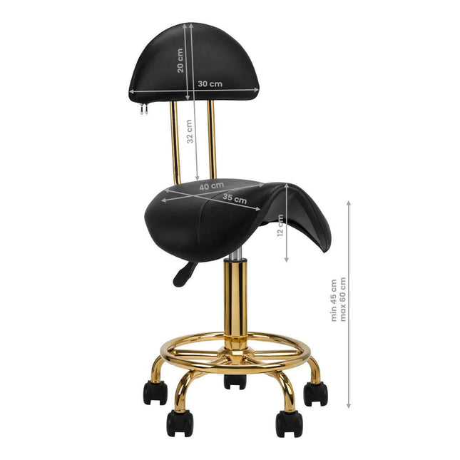 Activ 6001 - G Gold Black - gold grooming chair with contoured seat and backrest, black.