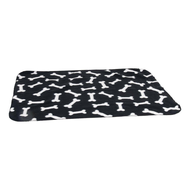 Flamingo Fleece Blanket Bones - soft polar  - et for dogs - black.