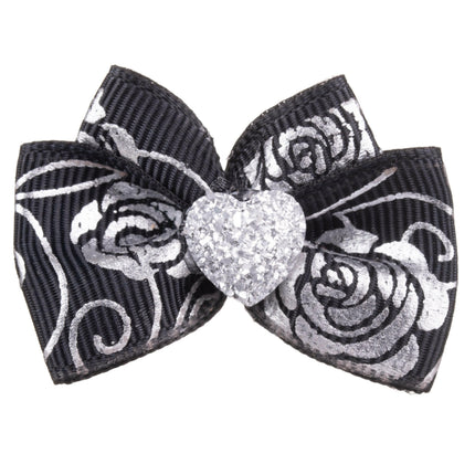 Blovi Bow Glamour Rose Pattern Bow, Satin with Ribbon.