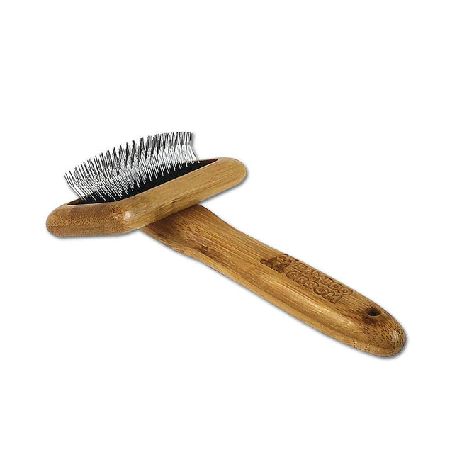Bamboo Groom Slicker Brush Small - bamboo slicker brush for small dogs and cats.