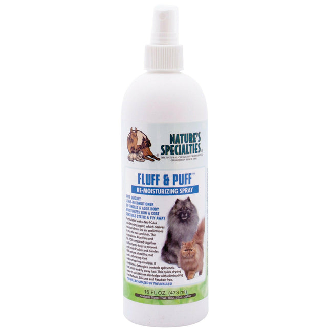 Nature's Specialties Fluff & Puff Spray - moisturizing leave-in conditioner for dogs and cats.