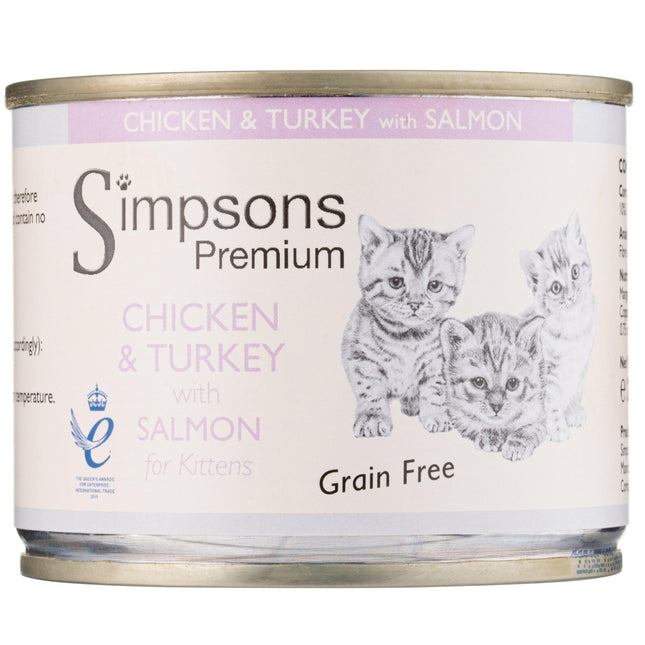 Simpsons Premium Kitten Chicken & Turkey - Grain-Free Food for Kittens, Chicken, Turkey, and Salmon.