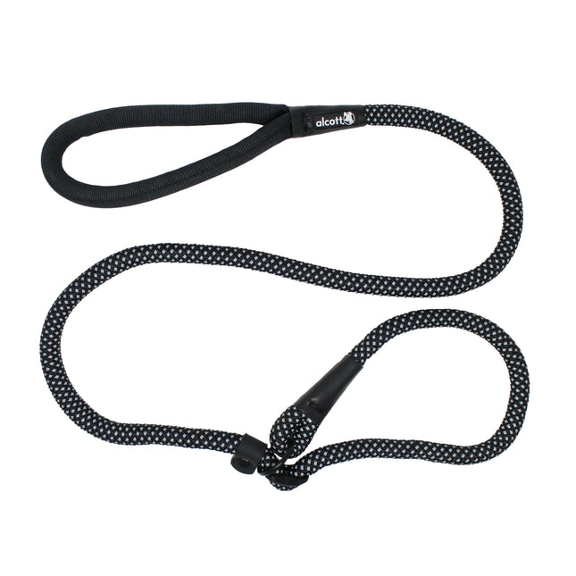 Alcott Adventure Slip Rope Leash 150cm Black - reflective rope leash for dogs, black.