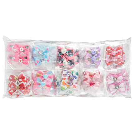 Groom Professional Love Heart Bows Pack of 100 - cute heart-patterned bows for dogs.