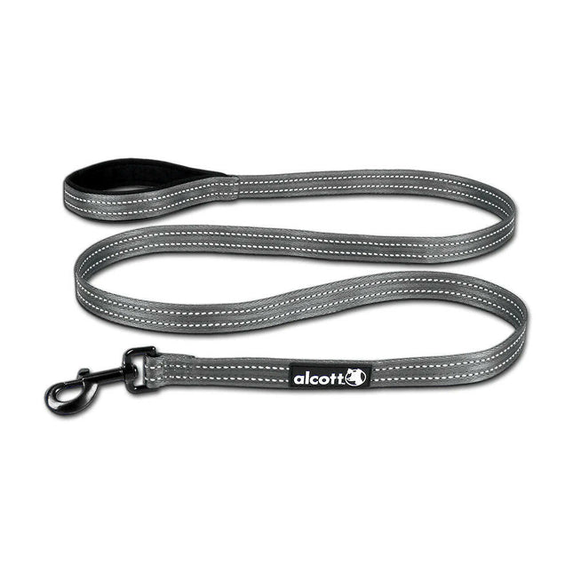 Alcott Adventure Leash 180cm Grey - reflective tape leash for dogs, grey.