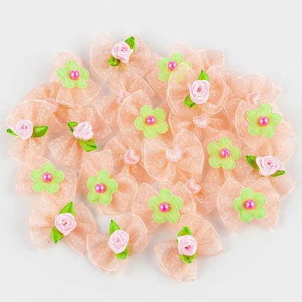 Blovi Bows Romantic 25 pcs - tulle bows for dogs, polka dot design, with decorative elements, on elastic band.