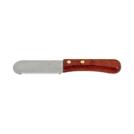 Chadog Medium Stripping Knife - professional, wide trimmer with a wooden handle, spacing.