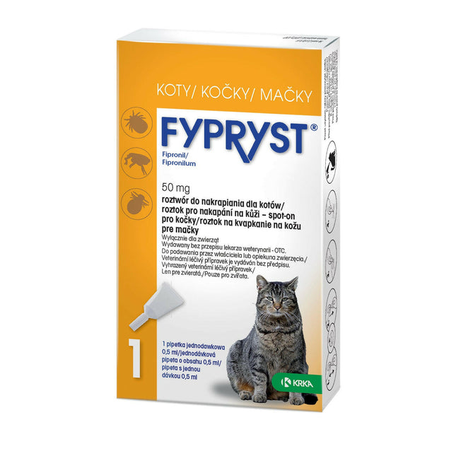 Fypryst Fipronil 50mg - drops for fleas and ticks for cats.